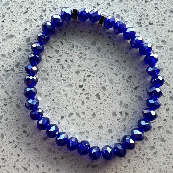 Jewelry - Trendy Faceted Beaded Blue Stretch Bracelet 6 mm